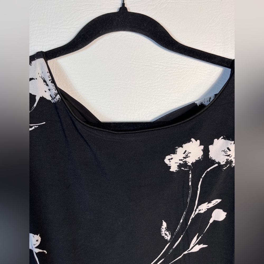Tahari Cocktail Black Dress White Floral sz XS NWD - Picture 5 of 9